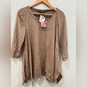 Cal Style Brown Cut Out Women's Blouse Size L